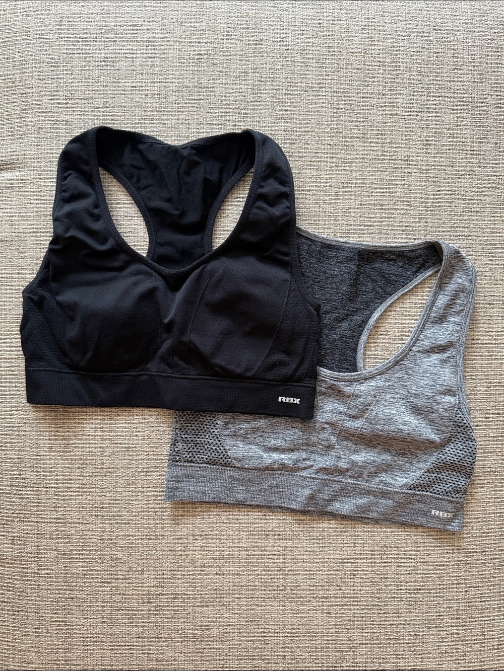 RBX Women's Racerback Sports Bras — Black & Heather Gray